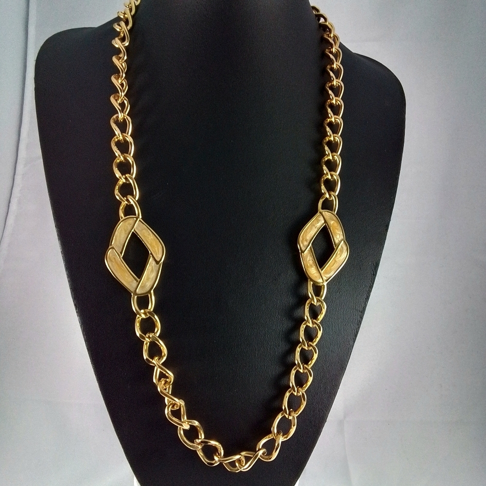 Napier Goldtone Statement Vintage Chain Necklace, Signed